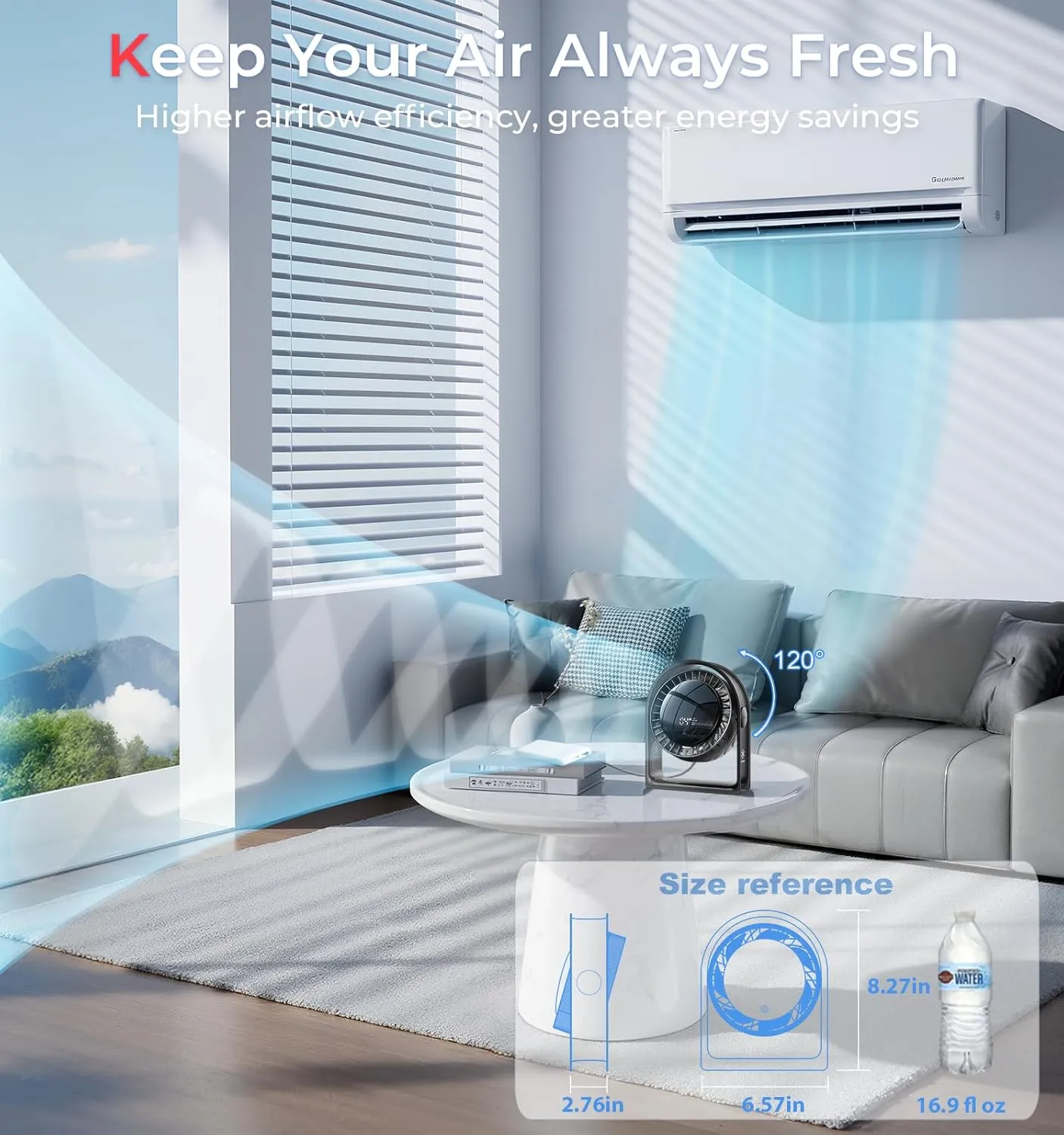 𝟐𝟎𝟐𝟓 𝐍𝐞𝐰 Air Circulator Desk Fan Quiet, Portable Mini Fan for Bedroom, 4 Speeds Strong Airflow, Smart Display USB Fan,120°Tilt, Small Desktop Table Fans For Office Dorm Room,Translucent Black