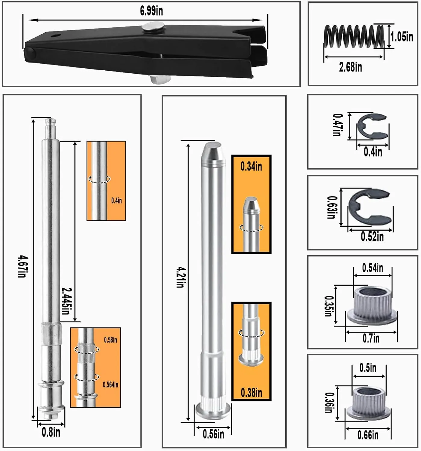 1 Set Door Hinge Roller Pin Door Hinge Pin and Bushing Repair Kits And Springs Tool Fits for 1994-2004 Chevy GMC S10 Pickup S15 Sonoma Jimmy Bravada Car Parts