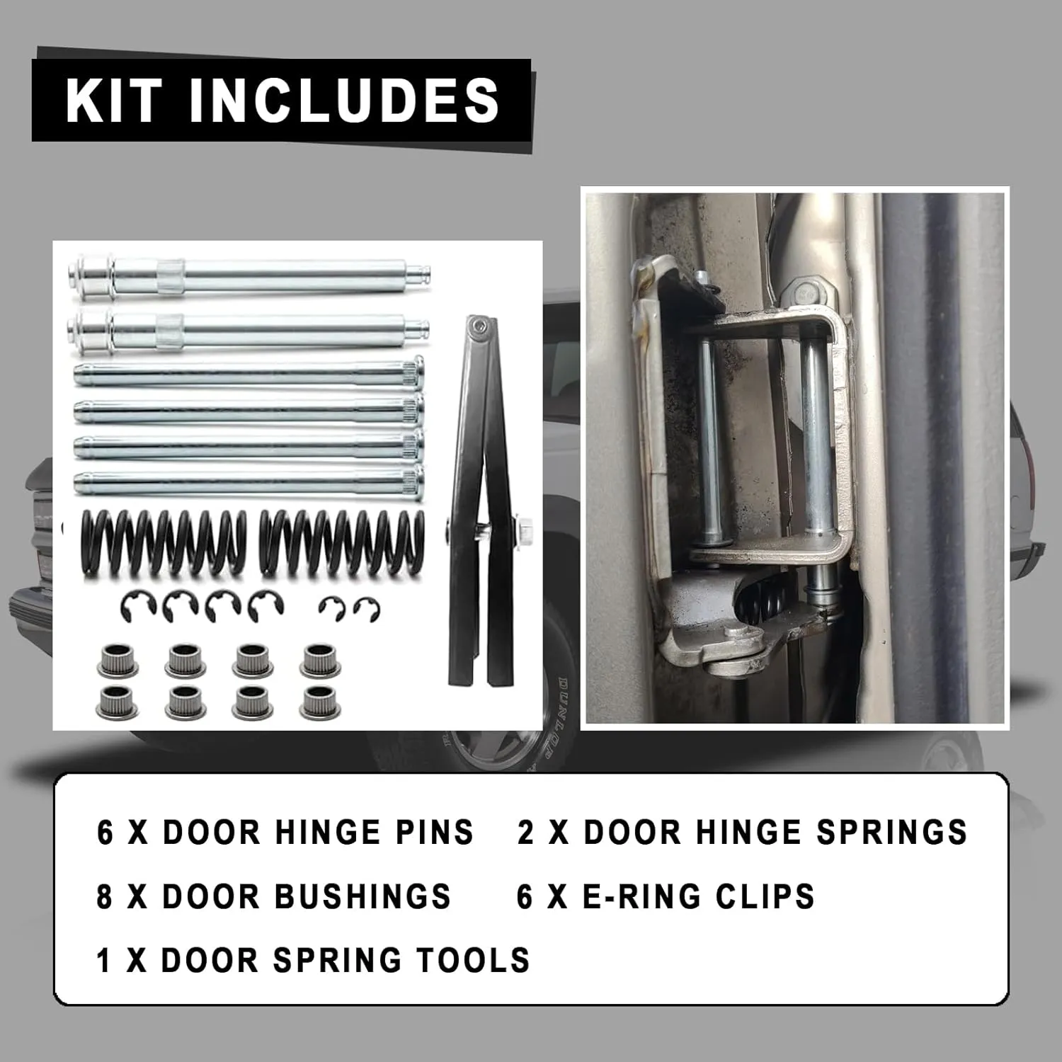 1 Set Door Hinge Roller Pin Door Hinge Pin and Bushing Repair Kits And Springs Tool Fits for 1994-2004 Chevy GMC S10 Pickup S15 Sonoma Jimmy Bravada Car Parts