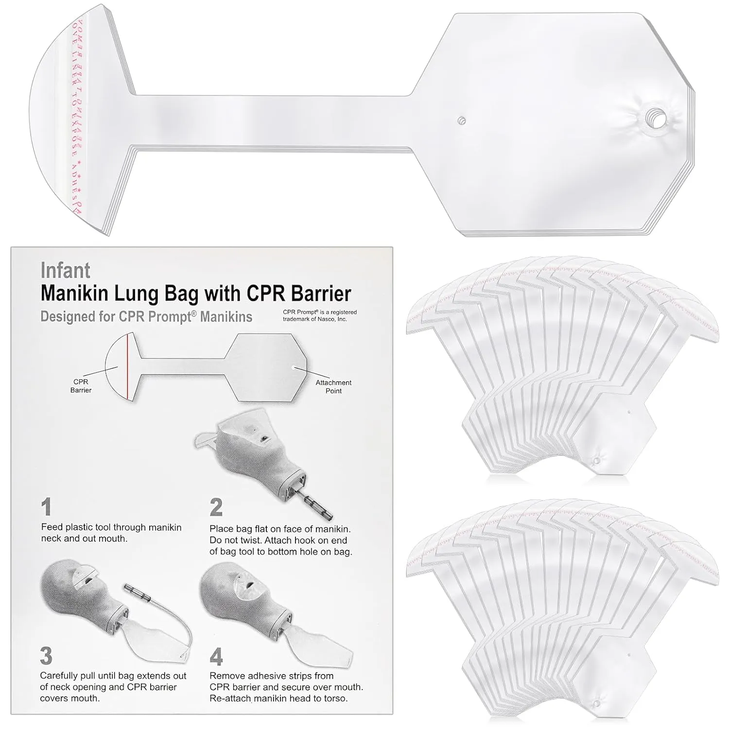 100 Pcs CPR Manikin Face Shield Infant Lung Bag Manikin Replacement Lung Bag Face Shield CPR Classes Training (10.63 Inches)