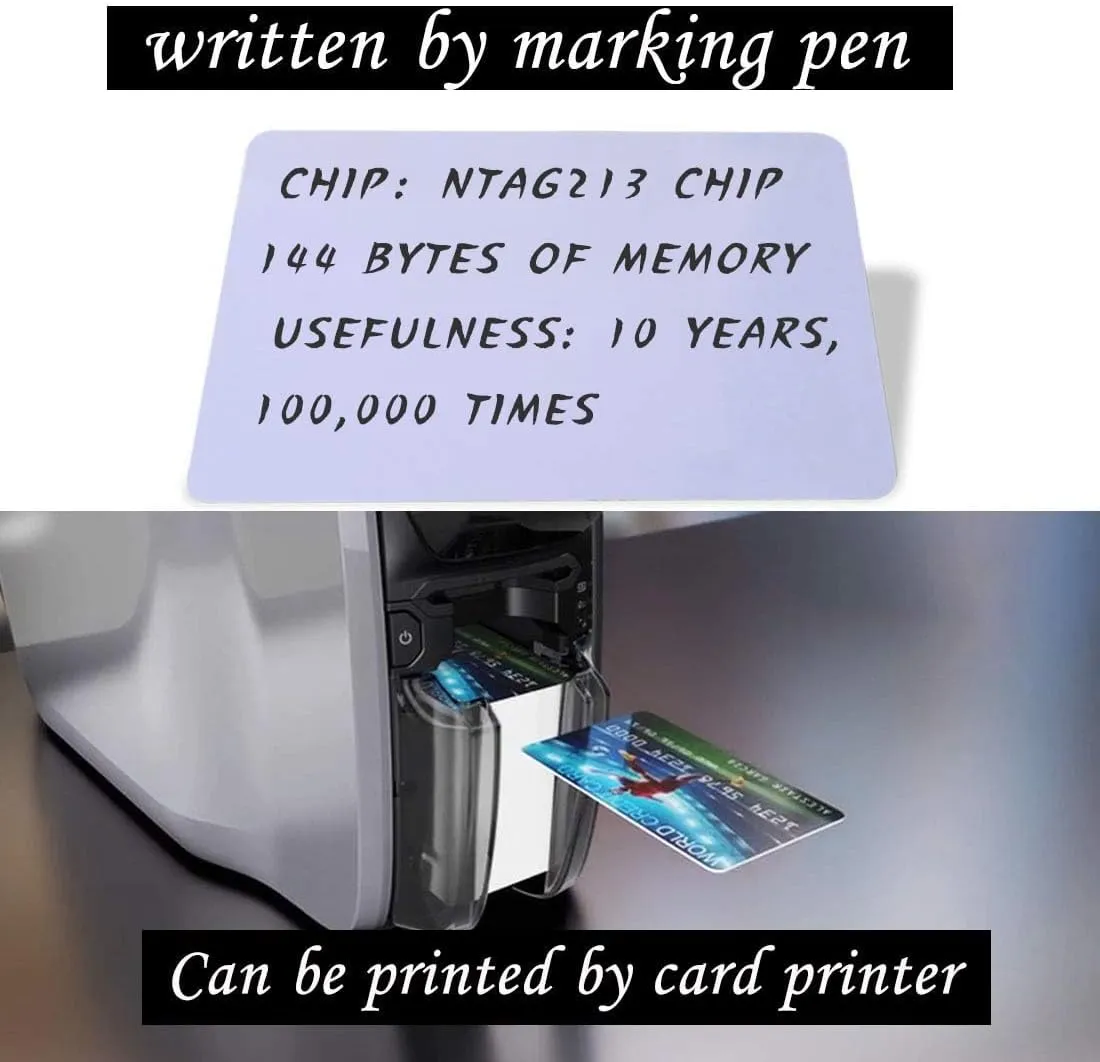 100PCS NTAG213 Card NFC Card Printable NFC Tag Writable NXP Chip 144 Bytes Memory Compatible with iPhone Android and Other NFC-Enabled Devices
