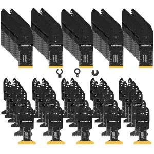110PCS Oscillating Saw Blades Set, Professional Oscillating Tool Blade for Soft Metal Wood Plastics, Quick Release Multi Tool Blades Kits for Oscillating Tool Accessories