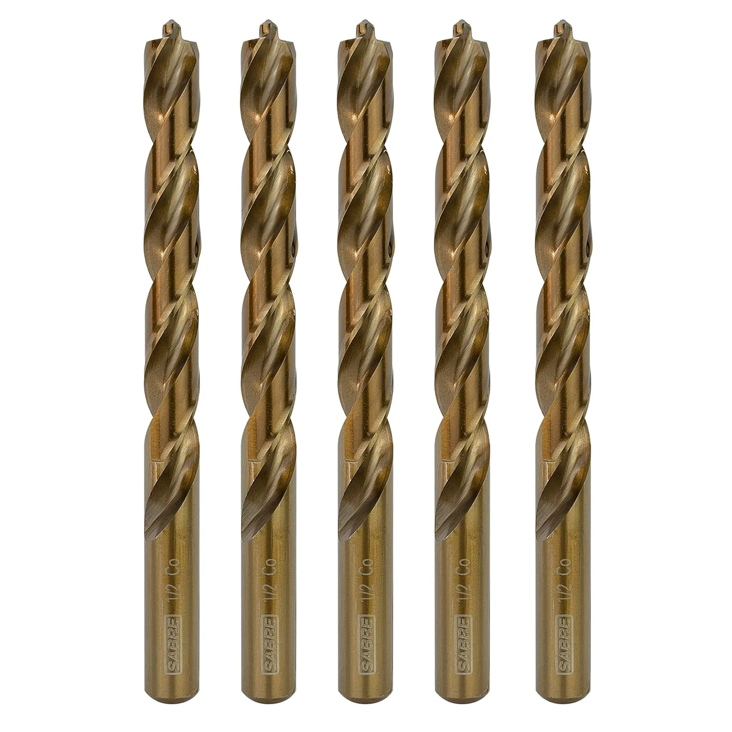 1/2 Inch Cobalt Drill Bits – 5pcs Drill Bits for Metal, M35 Cobalt Metal Drill Bit Set, Pilot Point Cobalt Drill Bits – Heavy-Duty Drill Bits for Steel, Hard Metal, Cast Iron (1/2" x 6")