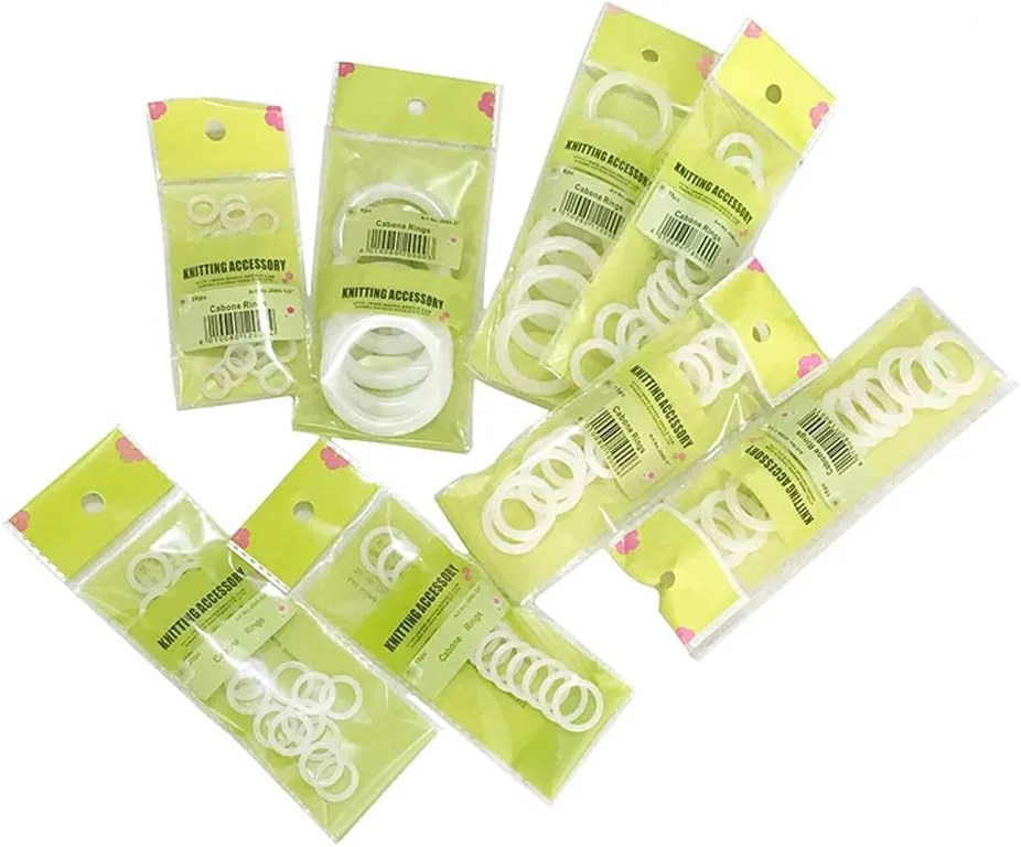 123pcs Plastic O Rings DIY Crochet Ring Circle Hook Sewing Accessories Tool Plastic Rings for Crafts, Manual Handbag, Dorset Buttons, Napkin Box, Car Seat Cushion, 8 Sizes White Curtain Ring