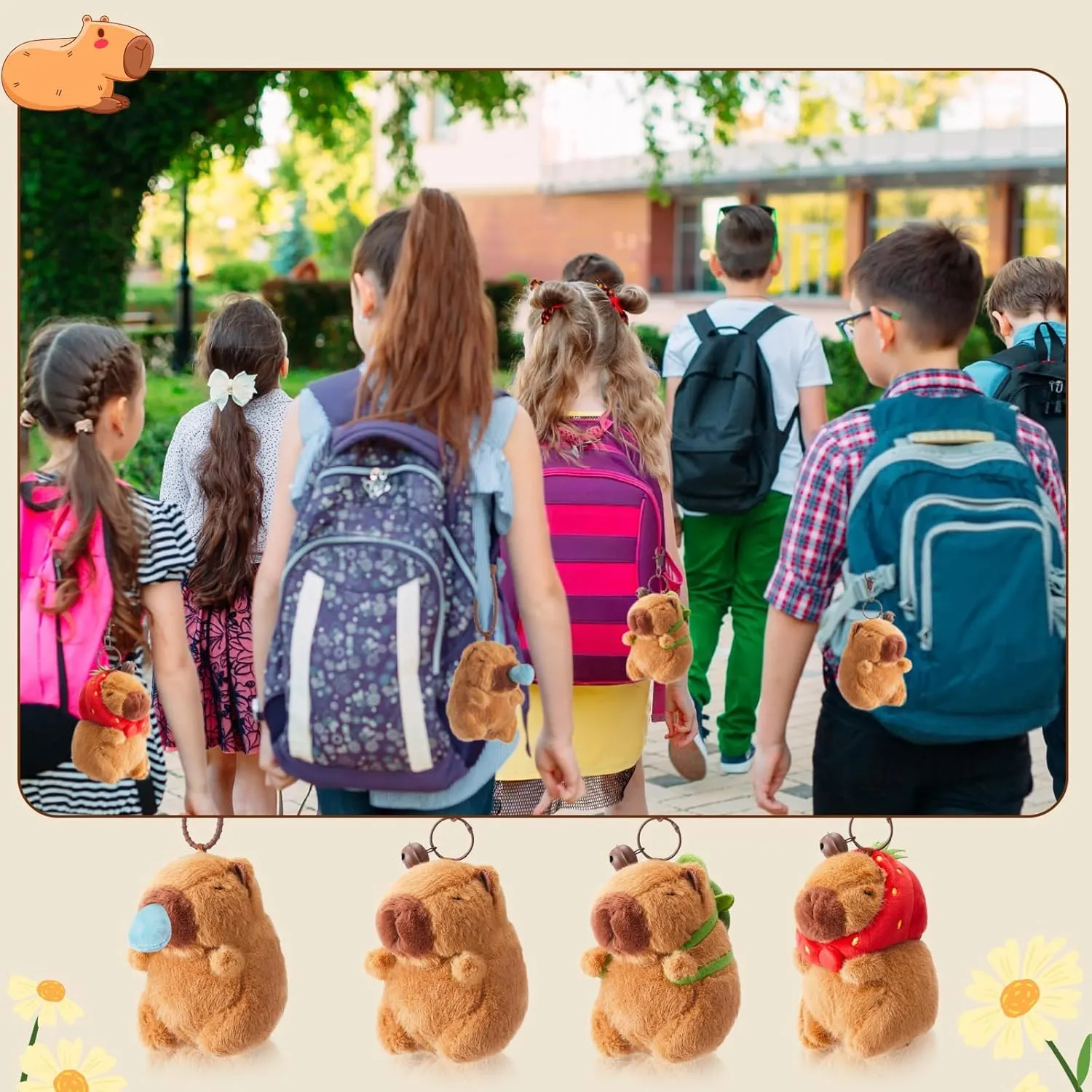 12Pcs Capybara Plush Keychain Capybara Stuffed Animals Toy Capibara Cute Keychain Pendant for Party Favor Decor (Mixed Styles, 12)