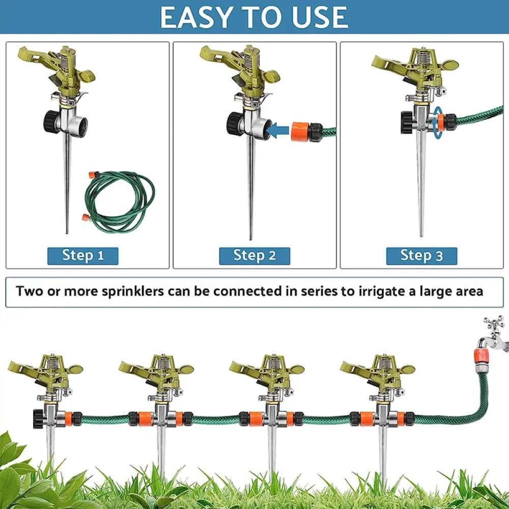 1/2"Male Thread Zinc Alloy 360°Rotating Lawn Rocker Rotating shower With Pin Garden Farm Irrigation Watering tool,1pcs,28 * 12cm