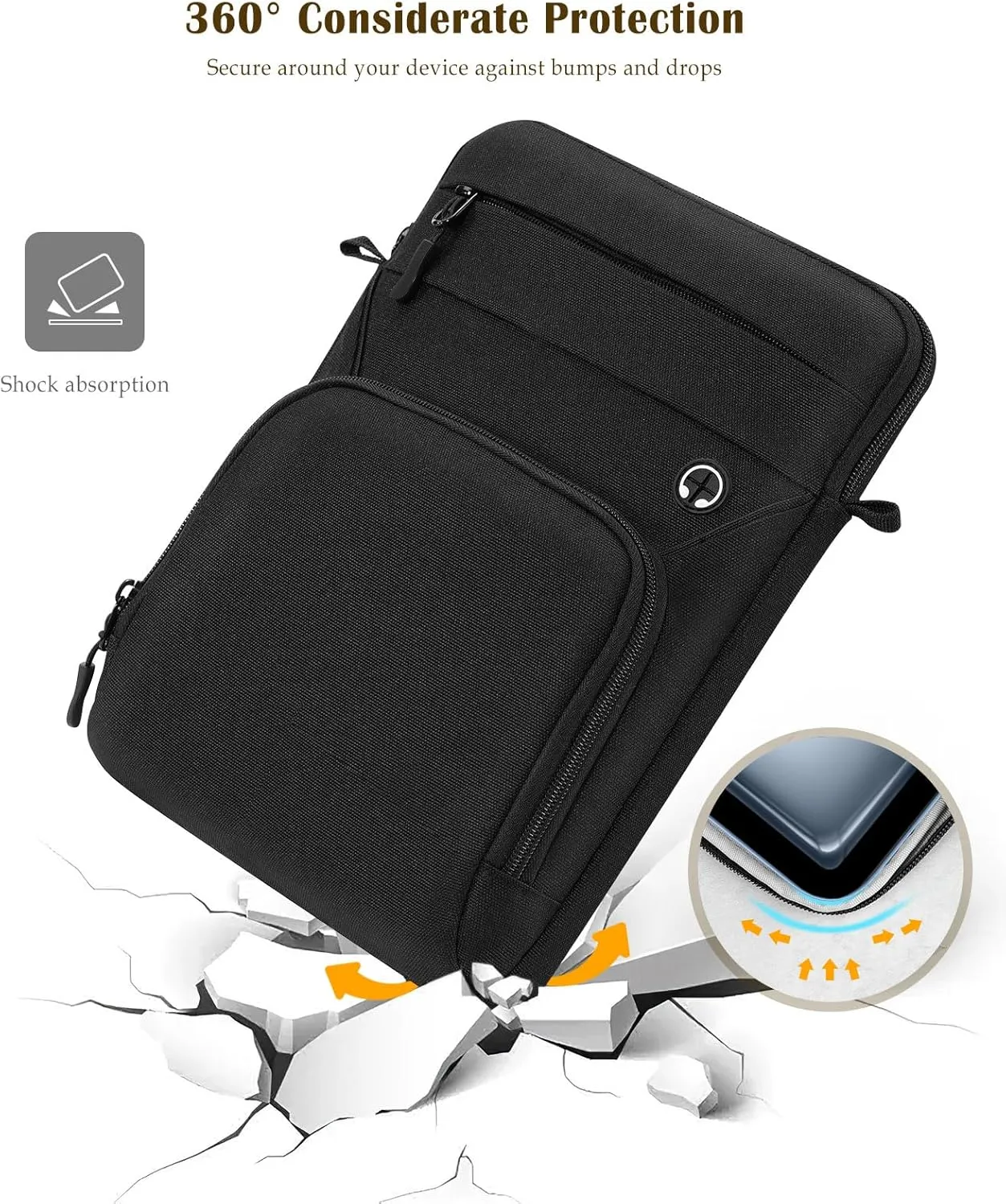13 Inch Tablet Sleeve Bag with Shoulder Strap for iPad Pro 13" M4 2024, iPad Air 13", iPad Pro 12.9", Galaxy Tab S10  Plus/S9 FE /S9  Plus 12.4", Remarkable Paper Pro 11.8", Black