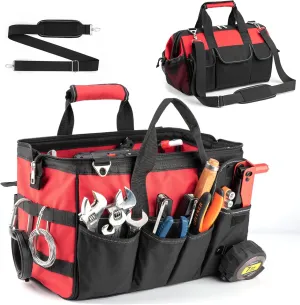15 Inch Heavy Duty Tool Bag, Portable Tool Box Organizer Storage with Adjustable Shoulder Strap, Tactical Carry Tote Toolbox with Large Zipper