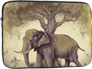 17 Inch Laptop Sleeve Bag Waterproof Shockproof Laptop Case Bag Asian Elephant with Tree Computer Skin Bags Lightweight Tablet Carrying Case