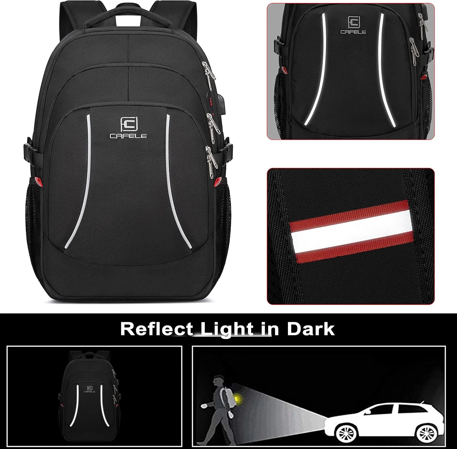 17.3 inch Laptop Backpack,School Bookbag Computer Rucksack with USB Charging Port,Water Resistant Sturdy Bagpack for Business College School Travel,Men Women Casual Daypack,Black