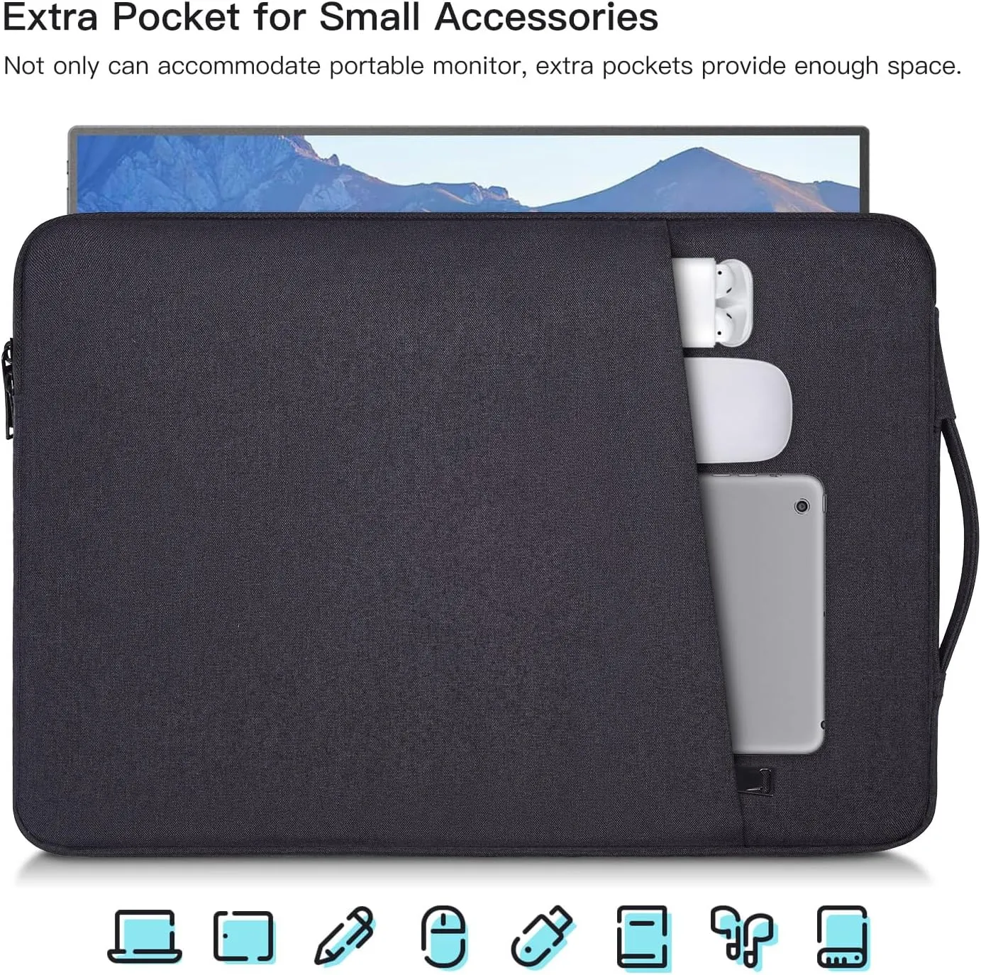 17.3 Inch Portable Monitor Carrying Bag Sleeve for EVICIV ZSCMALLS ASUS Acer Bimawen Feiasia CUIUIC Cocopar MAGICRAVEN NexiGo,16.14 x 11.41 Computer Laptop Gaming Monitor Travel Case