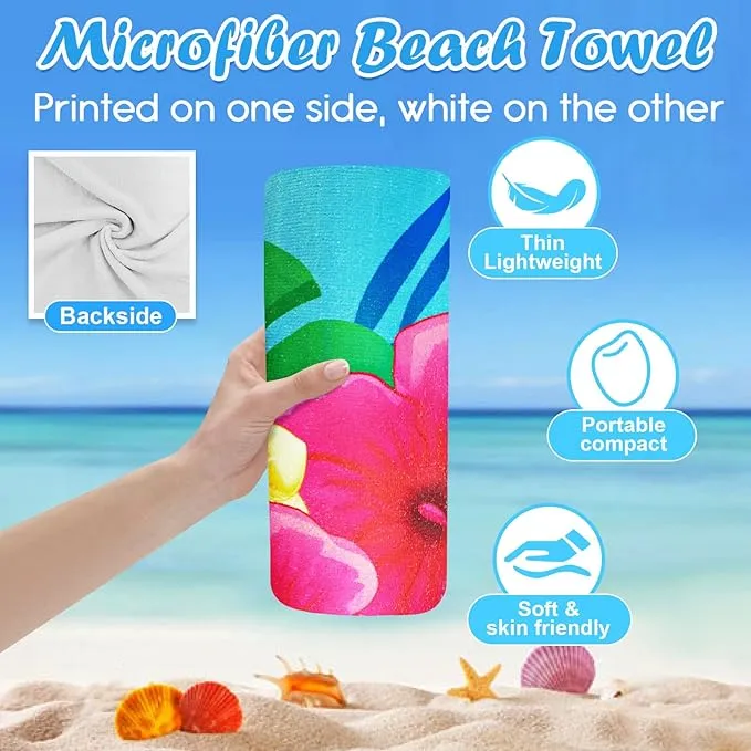 2 Pack Microfiber Beach Towel, 71"x32" XL Oversized Sand Free Beach Towels Blanket Soft & Absorbent for Adults Women Men Beach Pool Camping Travel Yoga Vacation Essentials Accessories Gifts