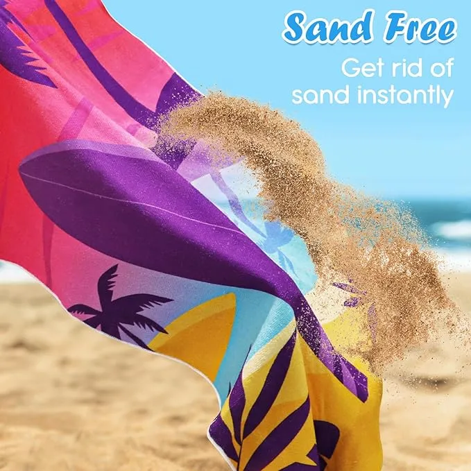 2 Pack Microfiber Beach Towel, 71"x32" XL Oversized Sand Free Beach Towels Blanket Soft & Absorbent for Adults Women Men Beach Pool Camping Travel Yoga Vacation Essentials Accessories Gifts