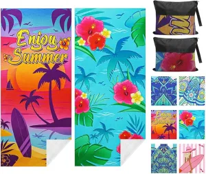 2 Pack Microfiber Beach Towel, 71"x32" XL Oversized Sand Free Beach Towels Blanket Soft & Absorbent for Adults Women Men Beach Pool Camping Travel Yoga Vacation Essentials Accessories Gifts