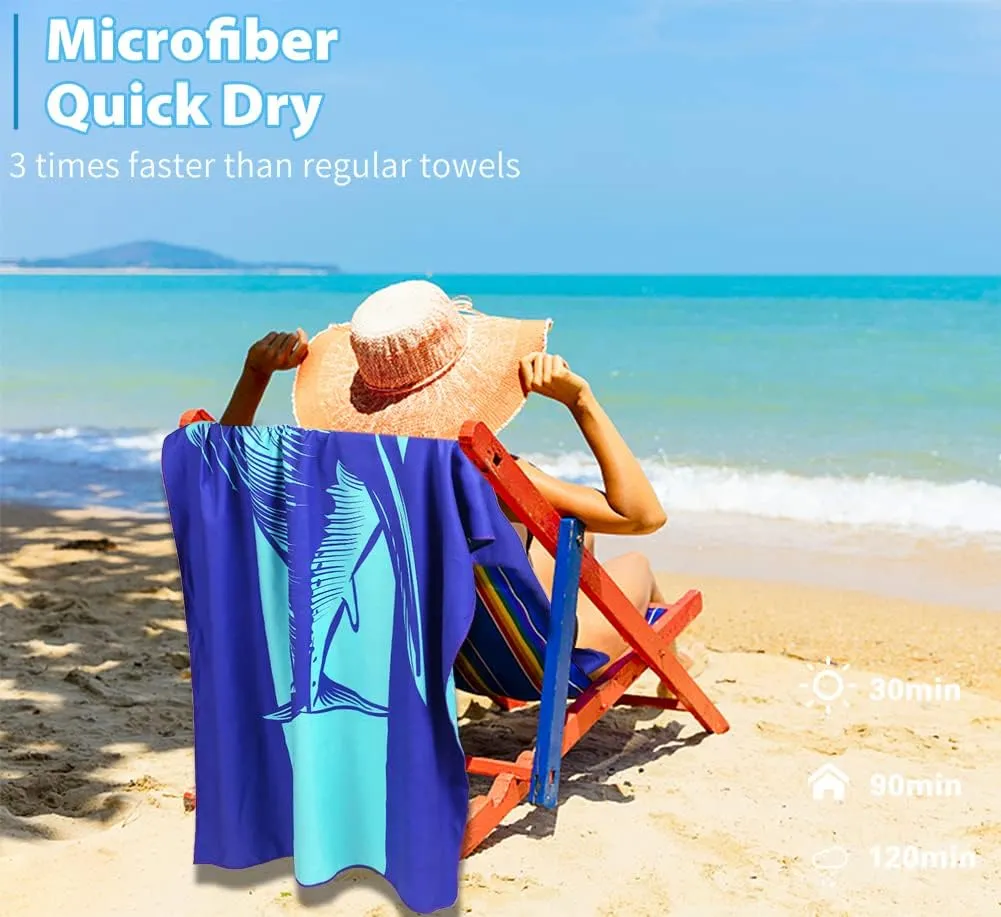 2 Pack Microfiber Lightweight Beach Towel 71"x32" Oversized Extra Large Thin Sand Free Towels Travel Swim Pool Yoga Gym Camping for Adults Women Men Beach Essentials Accessories Vacation Gift