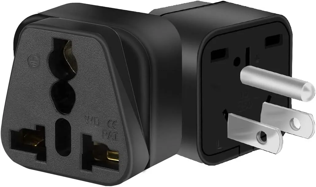 2 PCS American Standard Plug to a Variety of National Socket Travel Conversion Plugs,Europe to US Plug Adapter，UK to US，AUS 3 Holes to USA 3 PIN Travel Adapters (Black)