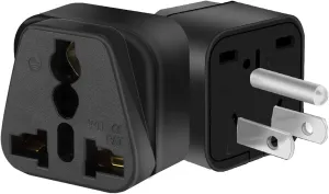 2 PCS American Standard Plug to a Variety of National Socket Travel Conversion Plugs,Europe to US Plug Adapter，UK to US，AUS 3 Holes to USA 3 PIN Travel Adapters (Black)
