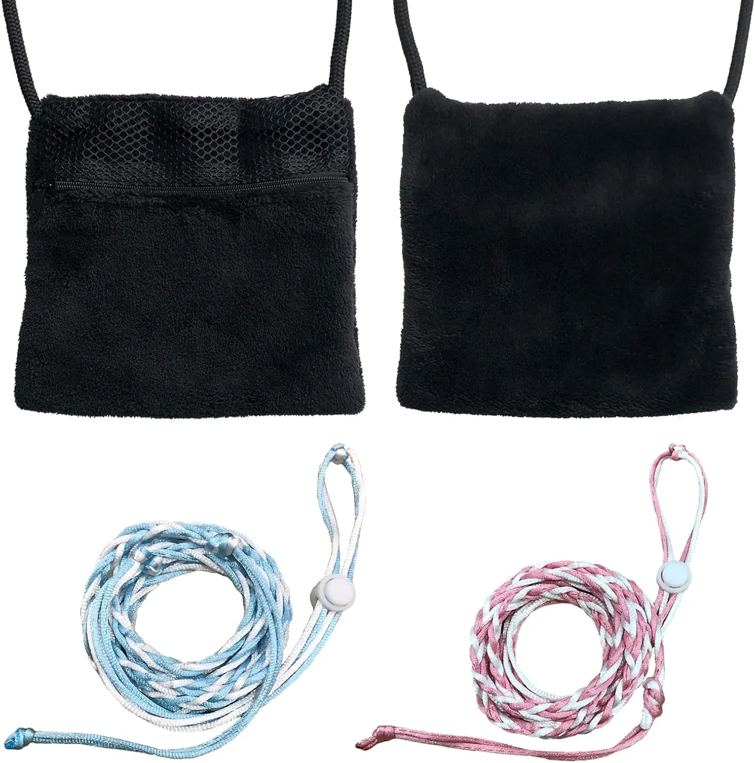 2 Pics Sugar Glider Pouch and 2 Pics Hamster Leash Small Animal Carry Pouch with Adjustable – Cozy & Portable Habitat for Small Pets (Hamsters, Rat, Marmosets, Squirrels)