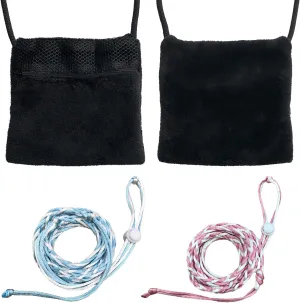 2 Pics Sugar Glider Pouch and 2 Pics Hamster Leash Small Animal Carry Pouch with Adjustable – Cozy & Portable Habitat for Small Pets (Hamsters, Rat, Marmosets, Squirrels)