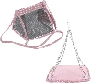 2-Piece Pet Carrier Bag for Travel Guinea Pig Hamster Chinchilla Squirrel and More Breathable and Comfortable Hammock Design for Outdoor Adventures