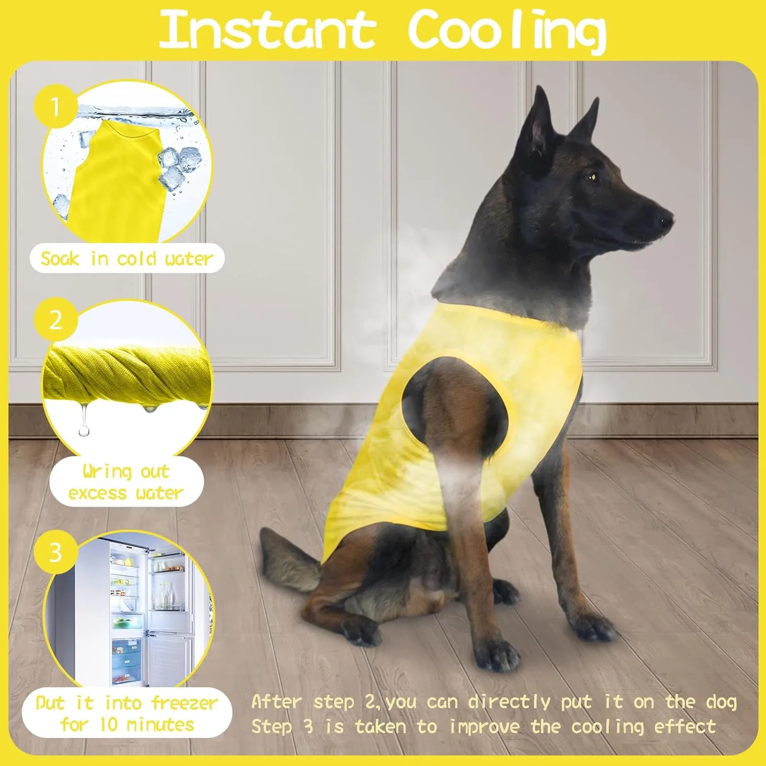 2 Pieces Dog Shirts, Soft and Cool Dog Sleeveless Vest, Breathable Lightweight Pet Tshirt, Summer Pet Apparel Tank Top for Medium Large Pets - Yellow Blue (XL)