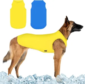 2 Pieces Dog Shirts, Soft and Cool Dog Sleeveless Vest, Breathable Lightweight Pet Tshirt, Summer Pet Apparel Tank Top for Medium Large Pets - Yellow Blue (XL)