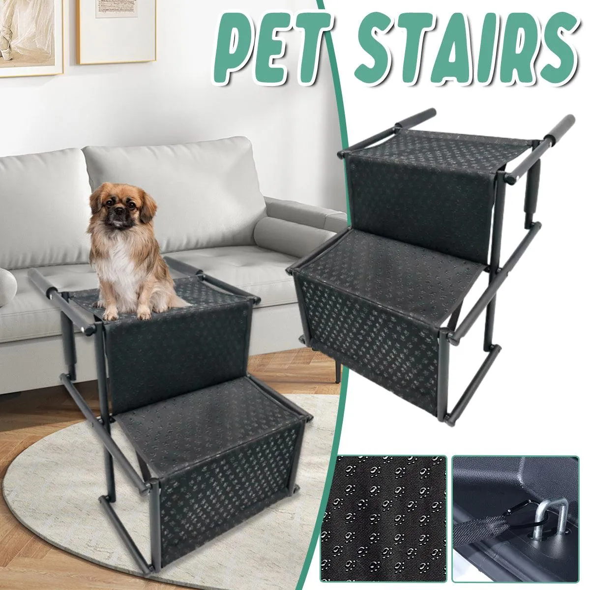 2 Steps Dog Ramp Pet Ladder Foldable Car Travel Height Stair for Pets Access