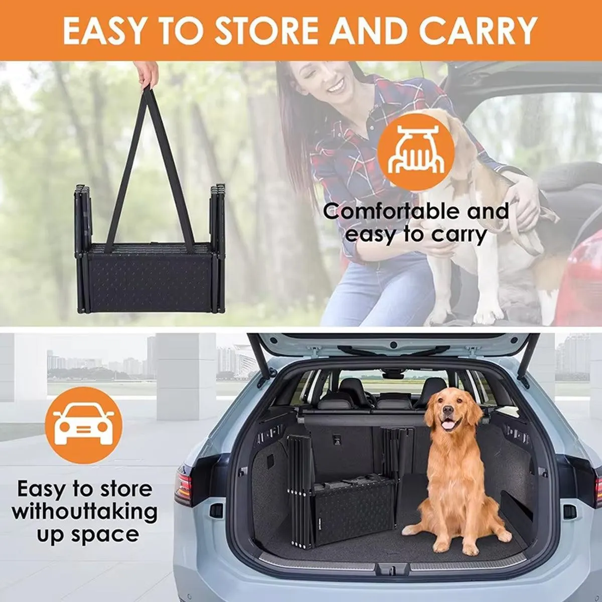 2 Steps Dog Ramp Pet Ladder Foldable Car Travel Height Stair for Pets Access
