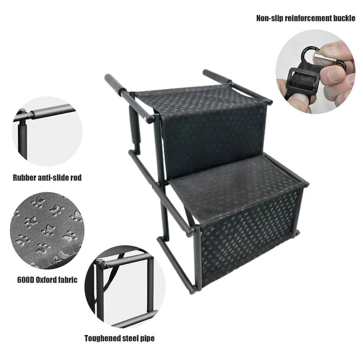 2 Steps Dog Ramp Pet Ladder Foldable Car Travel Height Stair for Pets Access