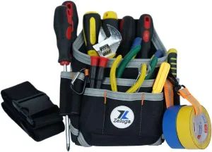 20-248 Multiple Pockets Heavy Duty Technician and Electrician Waist Tool Bag, Black