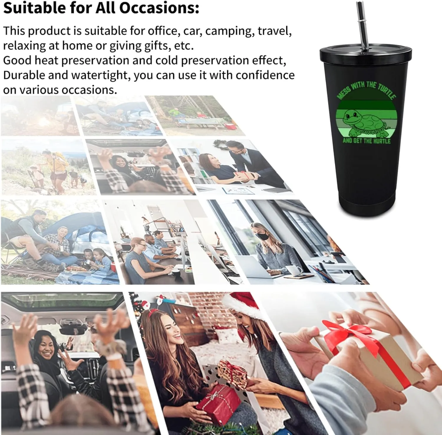 20 oz Tumbler with Lid and Straw Mess With The Turtle You Get The Hurtle Tumbler Insulated Tumbler Stainless Steel Tumblers