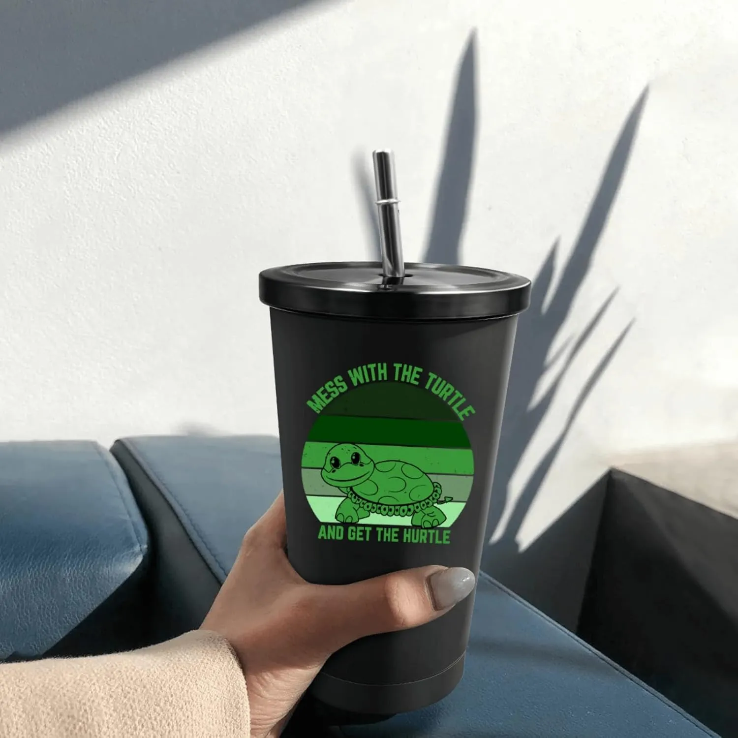 20 oz Tumbler with Lid and Straw Mess With The Turtle You Get The Hurtle Tumbler Insulated Tumbler Stainless Steel Tumblers