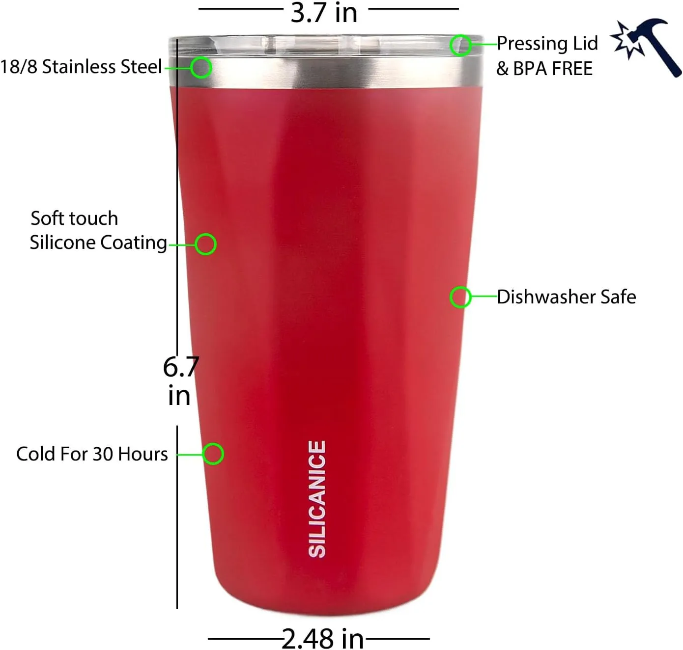 20 oz Tumblers With Straw And Lid,Dishwasher Safe Travel Coffee Mug,Stainless Steel Vacuum Insulated Iced Hot Cup,beach No Spill Proof Women Water Bottle Drink For Adults Durable (Bright Red, 20 oz)