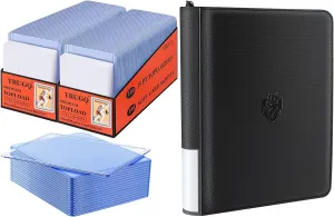 200 Hard Plastic Card Sleeves   200 Soft Sleeves and Toploader Binder   20 Hard Plastic Card Holder High Capacity Combo