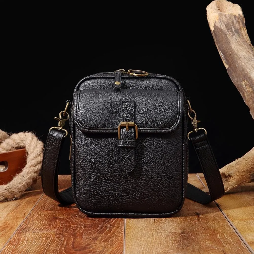2025 Upgrade Vintage Double Layer Large Capacity Mini Messenger Bag, Leather Small Purse Crossbody Shoulder Bag for Women Men