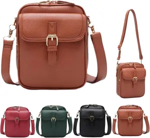 2025 Upgrade Vintage Double Layer Large Capacity Mini Messenger Bag, Leather Small Purse Crossbody Shoulder Bag for Women Men