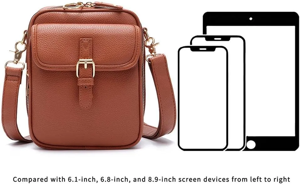 2025 Upgrade Vintage Double Layer Large Capacity Mini Messenger Bag, Leather Small Purse Crossbody Shoulder Bag for Women Men