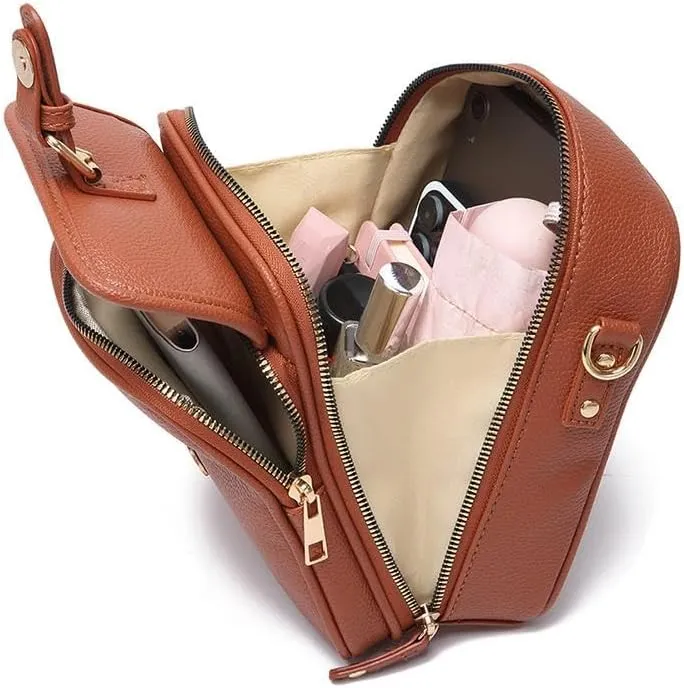 2025 Upgrade Vintage Double Layer Large Capacity Mini Messenger Bag, Leather Small Purse Crossbody Shoulder Bag for Women Men