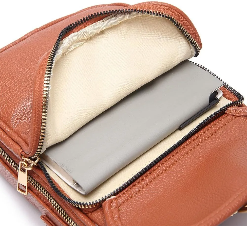 2025 Upgrade Vintage Double Layer Large Capacity Mini Messenger Bag, Leather Small Purse Crossbody Shoulder Bag for Women Men