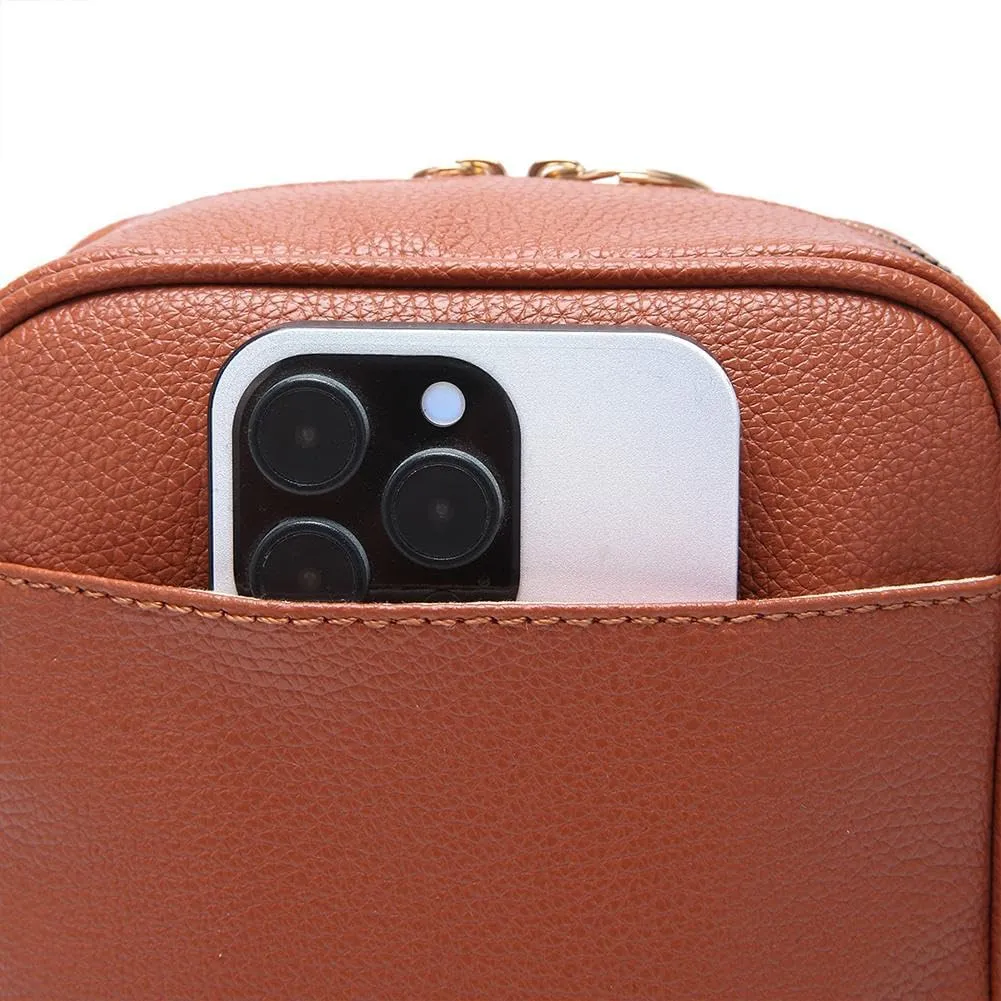 2025 Upgrade Vintage Double Layer Large Capacity Mini Messenger Bag, Leather Small Purse Crossbody Shoulder Bag for Women Men