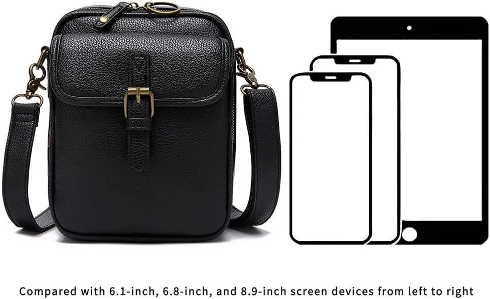 2025 Upgrade Vintage Double Layer Large Capacity Mini Messenger Bag, Leather Small Purse Crossbody Shoulder Bag for Women Men