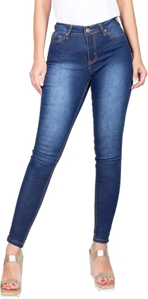 2LUV Women's Stretchy 5 Pocket Dark Denim Skinny JeansÂ