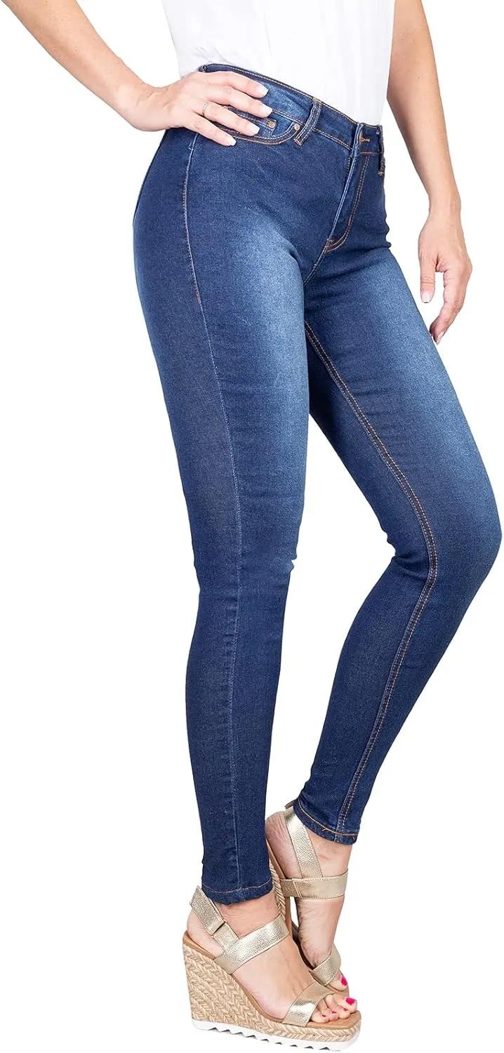 2LUV Women's Stretchy 5 Pocket Dark Denim Skinny JeansÂ