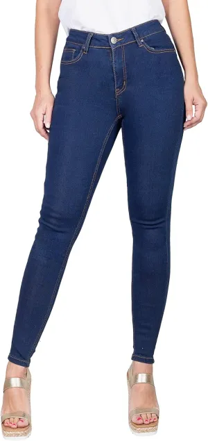 2LUV Women's Stretchy 5 Pocket Dark Denim Skinny JeansÂ