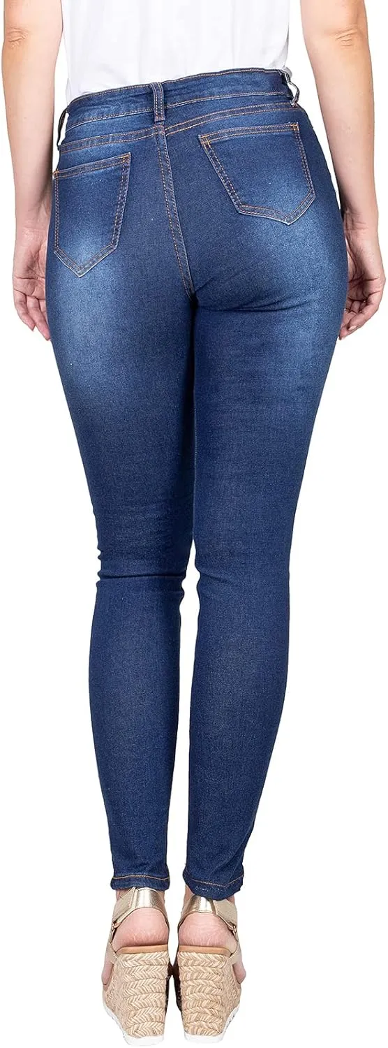 2LUV Women's Stretchy 5 Pocket Dark Denim Skinny JeansÂ