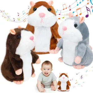 3 Pcs Talking Hamster Repeats What You Say Interactive Stuffed Plush Animal Hamster Toys for Kids Talking Mouse Toys for Birthday Gifts Boys Girls Early Learning