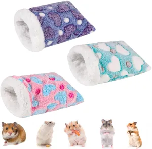 3 Pieces Hamster Sleeping Bag, Warm Cozy Hamster House Bed Small Animal Hideout Pouch Winter Sack Pet Cage Accessories for Sugar Glider Squirrel Hamster (Pets Weighing Less Than 200g)