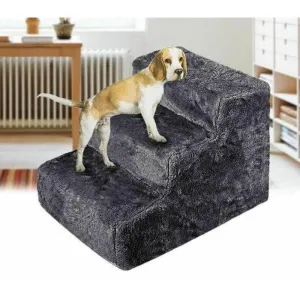 3 Steps Portable Pet Soft Plush Ladder Dog Cat Stairs Ramp Washable Cover New