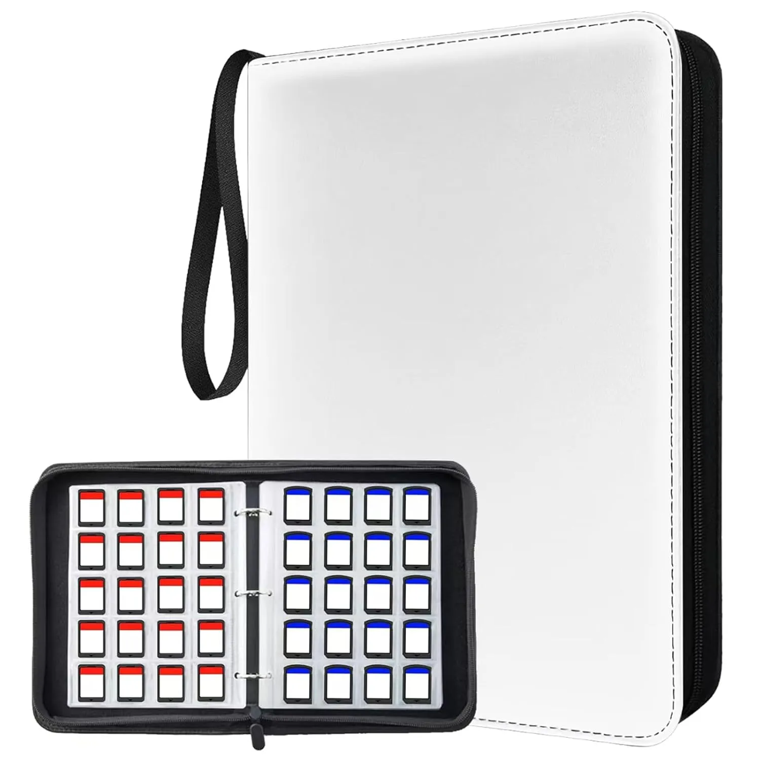 300 Slots Game Card Holder Binder for Animal Crossing ACNH Mini Cards & Amiibo Storage Organizer with Sleeves Compatible Switch, PS Vita, SD Memory Cards, Portable Card Album Book (White)