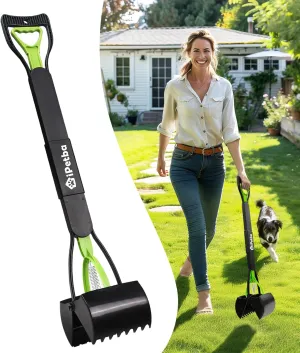 32" Heavy Duty Pooper Scooper for Large Dogs, No Bending Foldable Long Handle Pet Poop Picker Upper, Dog Poop Scooper for Yard Gravel Dirt Grass